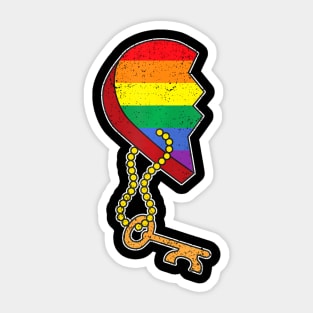 Matching Half Heart Gay Pride Lgbt Q Flag Couple Lock Love Sticker